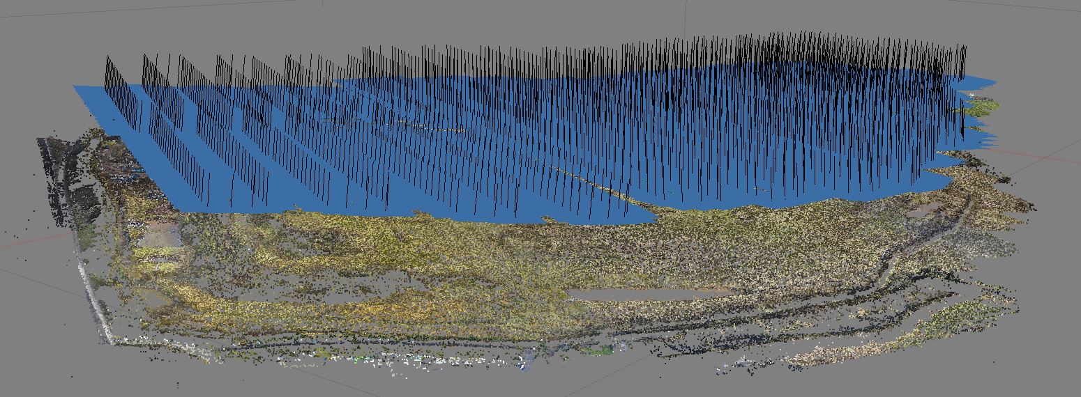 Point cloud data created from images captured from Hexacopter